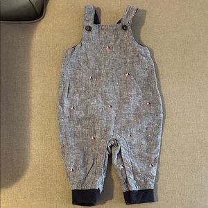Janie and Jack Kids Sailboat Embroidery Overalls